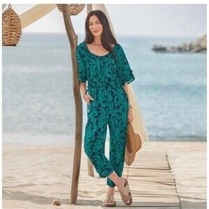 Sundance NEW Grand Bays Jumpsuit Size S Floral Ruffle Sleeve Pockets